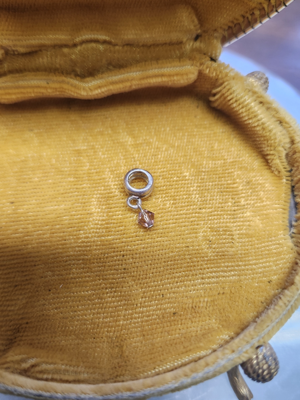 Pandora Silver Charm with Pink Crystal Drop